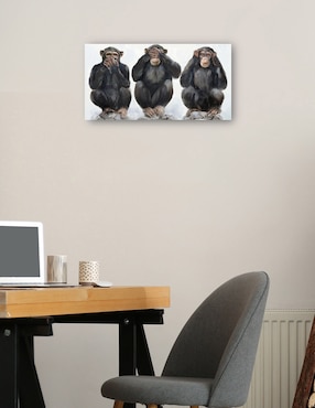 Cuadro decorativo Tres monos técnica mixta Cuadros Jr Naturaleza