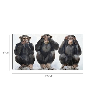 Cuadro decorativo Tres monos técnica mixta Cuadros Jr Naturaleza