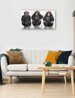 Cuadro decorativo Tres monos técnica mixta Cuadros Jr Naturaleza