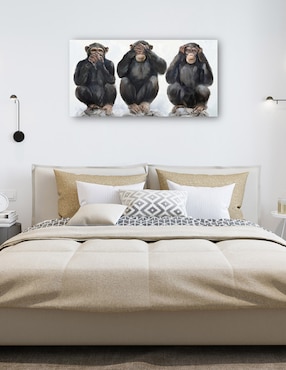 Cuadro decorativo Tres monos técnica mixta Cuadros Jr Naturaleza