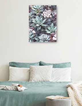 Cuadro decorativo Suculentas en gris técnica mixta Cuadros Jr Floración