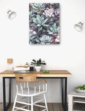 Cuadro decorativo Suculentas en gris técnica mixta Cuadros Jr Floración