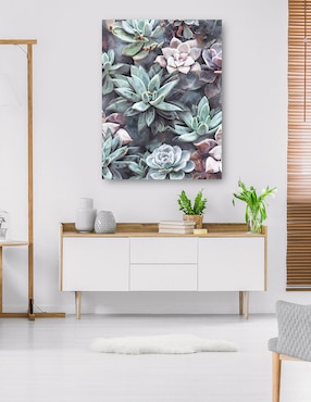 Cuadro decorativo Suculentas en gris técnica mixta Cuadros Jr Floración