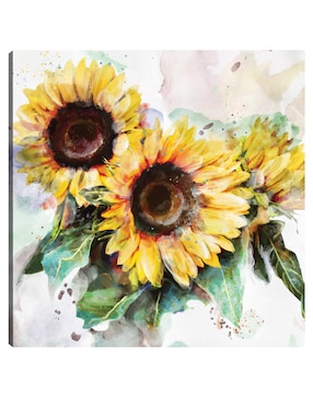 Cuadro decorativo Trío de girasoles técnica mixta Cuadros Jr Girasoles