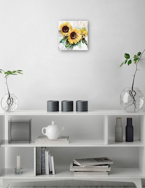 Cuadro decorativo Trío de girasoles técnica mixta Cuadros Jr Girasoles