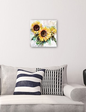 Cuadro decorativo Trío de girasoles técnica mixta Cuadros Jr Girasoles
