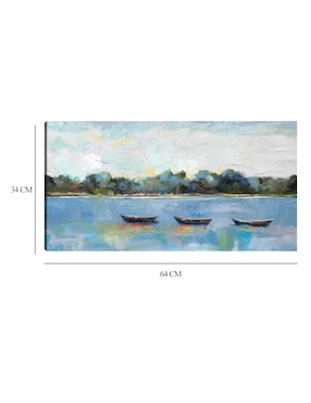 Cuadro decorativo Trío de botes de remos técnica mixta Cuadros Jr Lagos