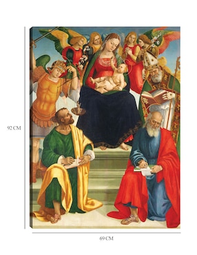 Cuadro decorativo Virgen y el Niño con santos y ángeles, mediados o finales de la década de 1510 técnica mixta Cuadros Jr Figuras Celestiales