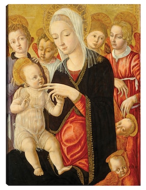 Cuadro decorativo Virgen y el Niño con ángeles y querubines, c. 1460/1465 técnica mixta Cuadros Jr Vírgenes