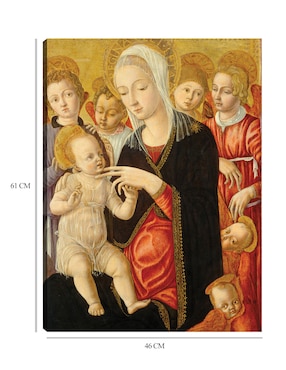 Cuadro decorativo Virgen y el Niño con ángeles y querubines, c. 1460/1465 técnica mixta Cuadros Jr Vírgenes
