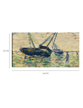 Cuadro decorativo Tres barcos y un marinero (Estudio para el varamiento en Grandcamp) (1885) técnica mixta Cuadros Jr Navegación