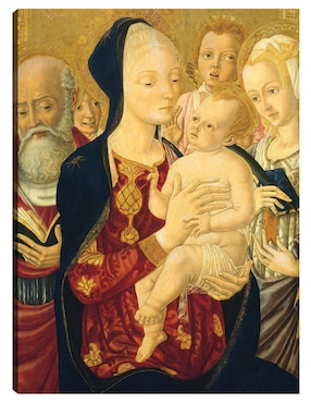 Cuadro Decorativo La Virgen Y El Niño Con San Jerónimo, Santa Catalina De Alejandría Y ángeles, C. 1465/1470 Técnica Mixta Cuadros Jr Vírgenes