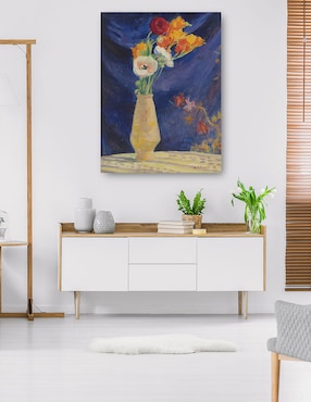 Cuadro decorativo Jarrón de anémonas sobre fondo azul (1912) técnica mixta Cuadros Jr Floreros