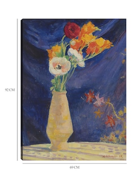 Cuadro decorativo Jarrón de anémonas sobre fondo azul (1912) técnica mixta Cuadros Jr Floreros