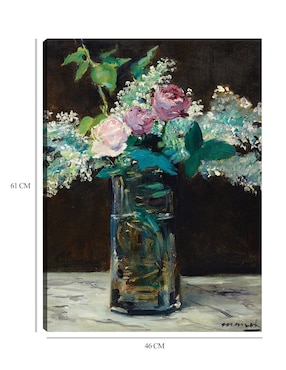 Cuadro decorativo Jarrón de lilas y rosas blancas (1883) técnica mixta Cuadros Jr Floreros
