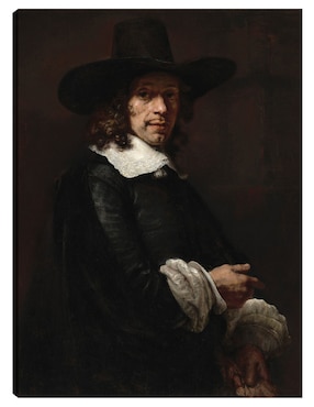 Cuadro Decorativo Retrato De Un Caballero Con Sombrero Alto Y Guantes, C. 1656/165 Técnica Mixta Cuadros Jr Gente