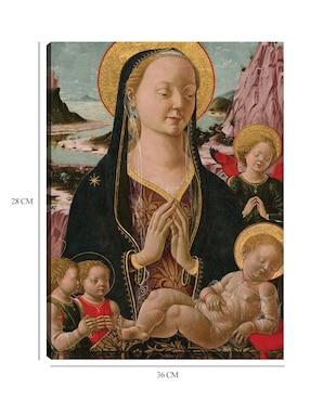 Cuadro decorativo Virgen y el Niño con ángeles técnica mixta Cuadros Jr Vírgenes