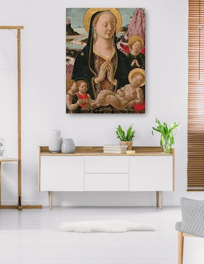Cuadro decorativo Virgen y el Niño con ángeles técnica mixta Cuadros Jr Vírgenes