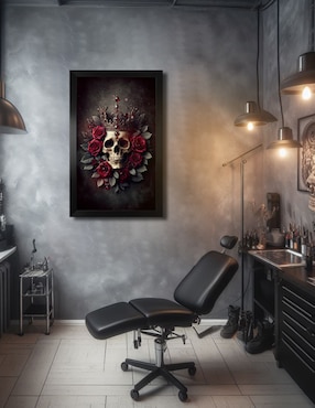 Cuadro decorativo Pixelarte diseño calavera