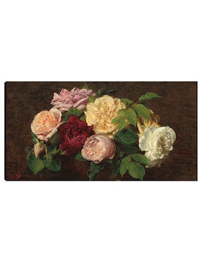 Cuadro Decorativo Rosas De Niza Sobre Una Mesa, 1882 - Impresión En Lienzo Técnica Mixta Cuadros Jr Arreglo Floral