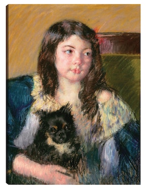 Cuadro Decorativo Françoise, Sosteniendo Un Perrito, Mirando Hacia La Derecha (1909) - Impresión En Lienzo Técnica Mixta Cuadros Jr Retratos