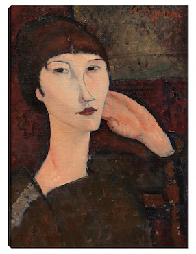 Cuadro Decorativo Adrienne (Mujer Con Flequillo), 1917 - Impresión En Lienzo Técnica Mixta Cuadros Jr Retratos