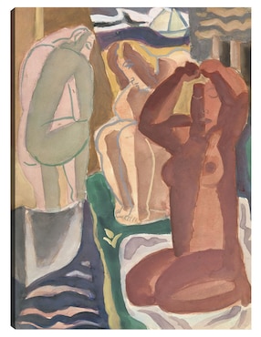 Cuadro Decorativo Dos Mujeres Bañándose (1929) Técnica Mixta Cuadros Jr Bocetos