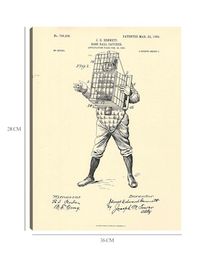 Cuadro decorativo Patente de receptor de béisbol, 22 de marzo de 1904 técnica mixta Cuadros Jr Planos