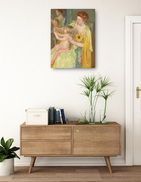 Cuadro decorativo Mujer con un girasol técnica mixta Cuadros Jr Familia