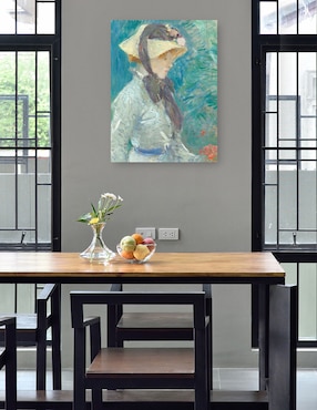 Cuadro decorativo Mujer joven con sombrero de paja técnica mixta Cuadros Jr Retratos