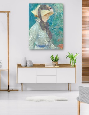 Cuadro decorativo Mujer joven con sombrero de paja técnica mixta Cuadros Jr Retratos