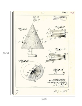 Cuadro decorativo Árbol de navidad artificial patentado, inventor(es): Phillip Kraz y Albert P. Schmid técnica mixta Cuadros Jr Planos