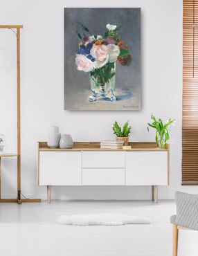 Cuadro decorativo Flores en un jarrón de cristal técnica mixta Cuadros Jr Floreros