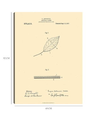 Cuadro decorativo Flor artificial patentada, inventor: William A. Warner, 13 de septiembre de 1910 técnica mixta Cuadros Jr Planos