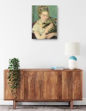 Cuadro decorativo Mujer con un gato técnica mixta Cuadros Jr Retratos