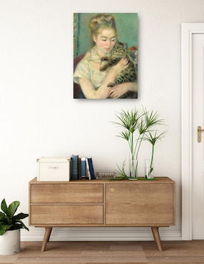 Cuadro decorativo Mujer con un gato técnica mixta Cuadros Jr Retratos