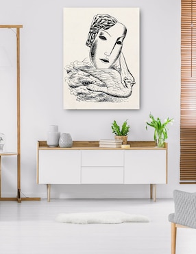 Cuadro decorativo Cabeza de mujer con pájaro (1935) técnica mixta Cuadros Jr Bocetos