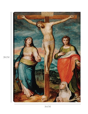 Cuadro decorativo Cristo en la cruz con los santos María, Juan evangelista y Catalina de Siena (alrededor de 1570) técnica mixta Cuadros Jr Figuras Celestiales