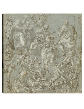 Cuadro decorativo San José y el Niño Jesús con ángeles y amorcillos (1590-1600) técnica mixta Cuadros Jr Figuras Celestiales