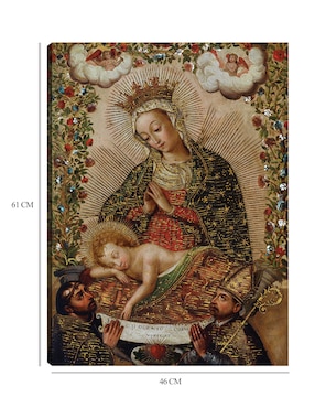 Cuadro decorativo La Virgen adorando al Niño Jesús con dos santos (siglo XVIII) técnica mixta Cuadros Jr Vírgenes