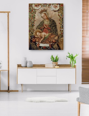 Cuadro decorativo La Virgen adorando al Niño Jesús con dos santos (siglo XVIII) técnica mixta Cuadros Jr Vírgenes