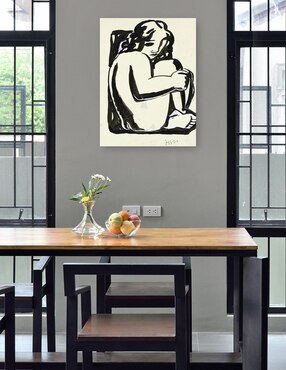 Cuadro decorativo Mujer sentada desnuda con las rodillas levantadas técnica mixta Cuadros Jr Bocetos