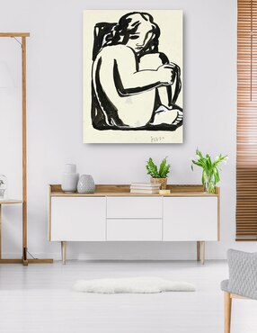 Cuadro decorativo Mujer sentada desnuda con las rodillas levantadas técnica mixta Cuadros Jr Bocetos