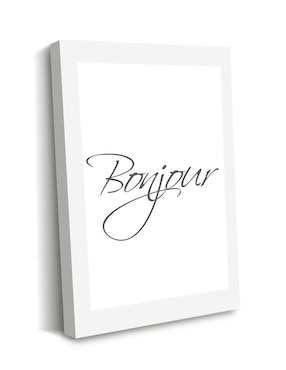 Cuadro decorativo Canvas Art Bonjour en gris con barniz a registro
