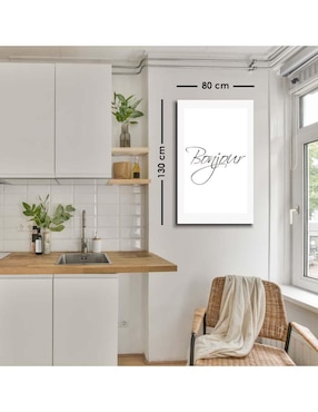 Cuadro decorativo Canvas Art Bonjour en gris con barniz a registro