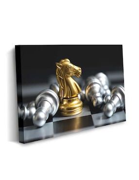 Cuadro decorativo Canvas Art Caballo en ajedrez con barniz a registro