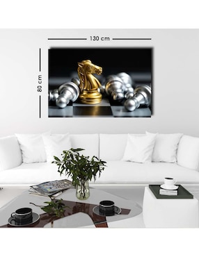 Cuadro decorativo Canvas Art Caballo en ajedrez con barniz a registro