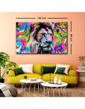 Cuadro decorativo Canvas Art Art pop león con barniz a registro