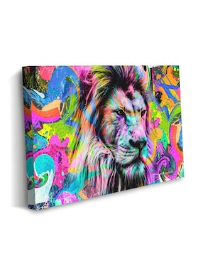 Cuadro decorativo Canvas Art Art pop león con barniz a registro