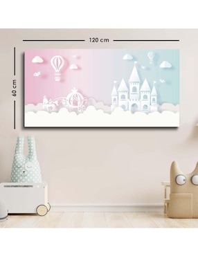 Cuadro decorativo Canvas Art Castillo sobre las nubes con barniz a registro